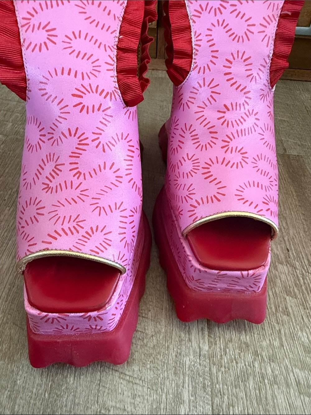 Munster Max Ruffle Lady Miss Platform Slingback Sandals Zandra Rhodes Size 10 - Picture 10 of 10